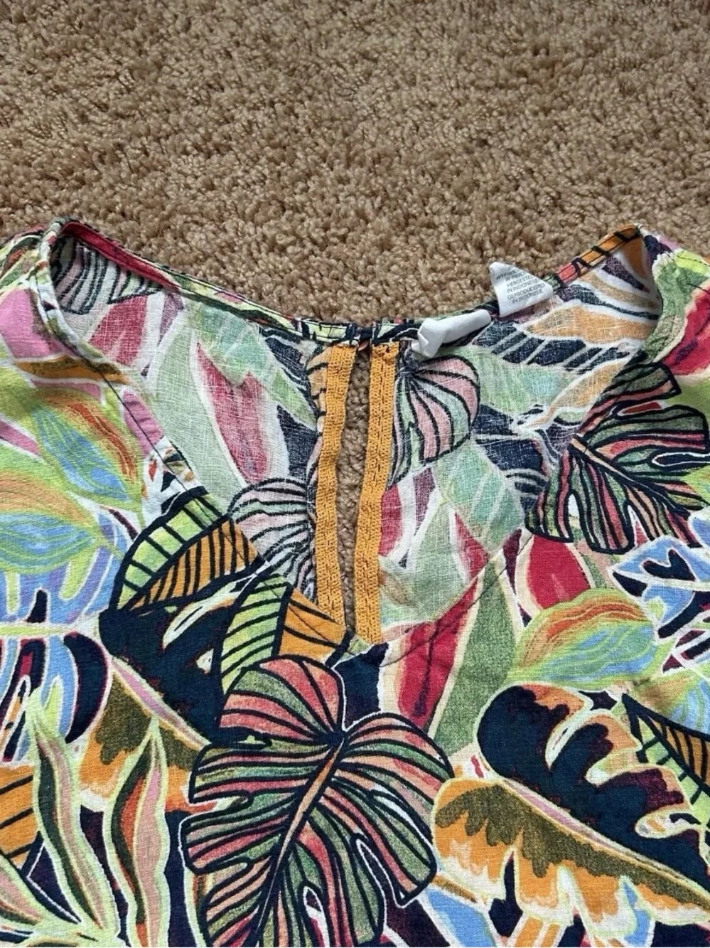 C&C CA Linen Shift Dress Medium Colorful Bold Tropical Resort Beach Cottage Vaca - Picture 5 of 11